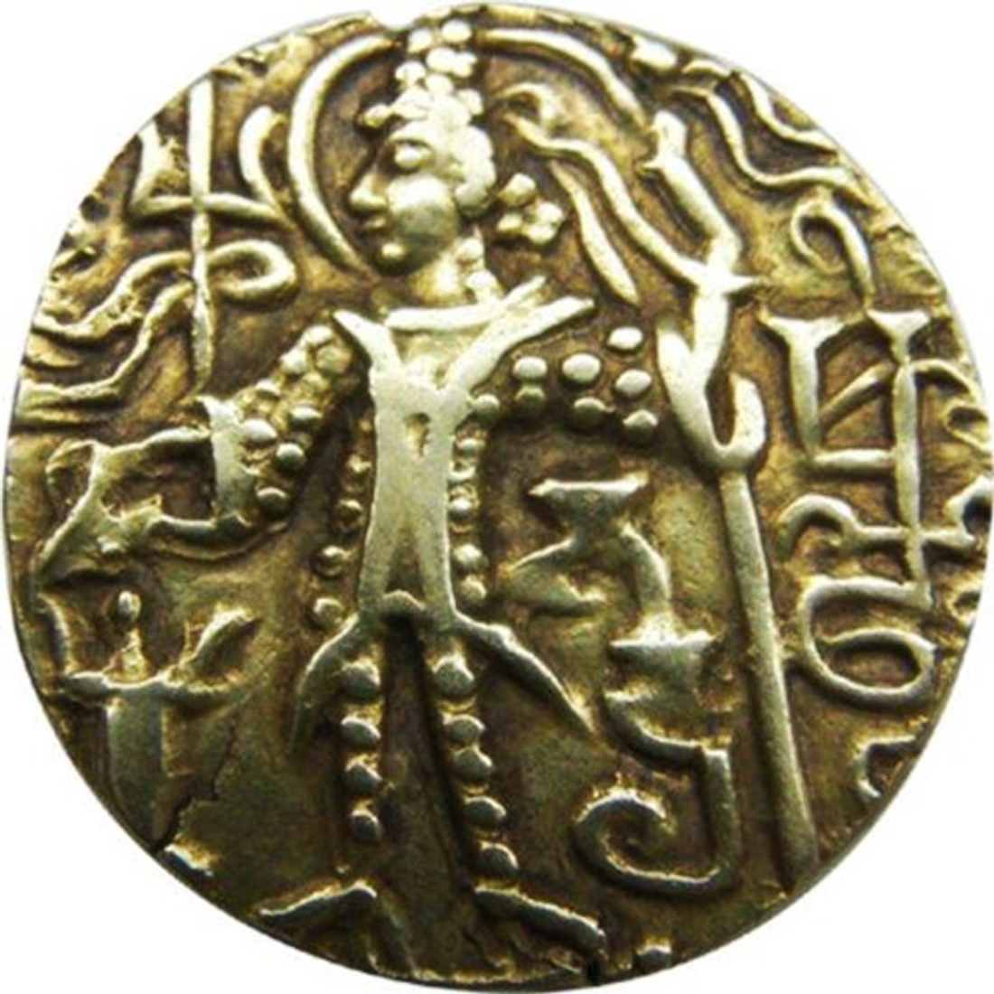 Gold Dinar Coin of Kipanada of Kushan Dynasty.