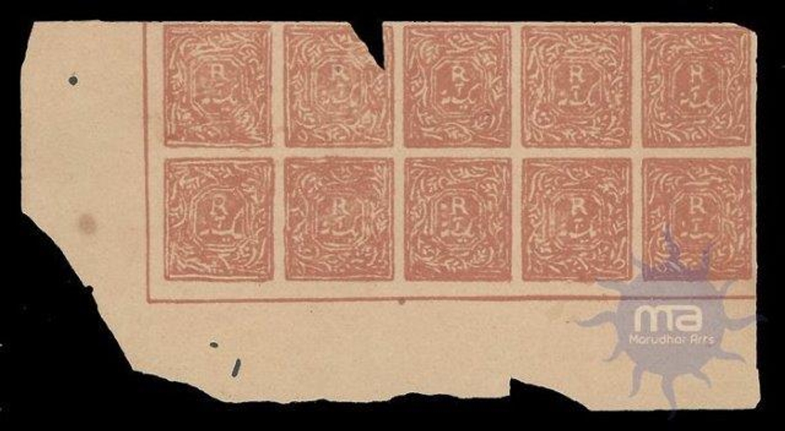 One Anna Block of Ten Stamps of Jind of 1882 to 1885.