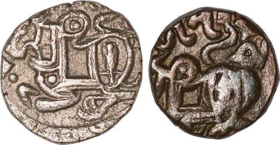 Copper and Silver Coins of Samanta Deva of Ohinda Dynasty.
