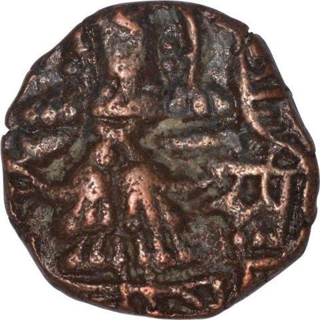 Copper Drachma Coin  of Toramana II of Huna Dynasty.