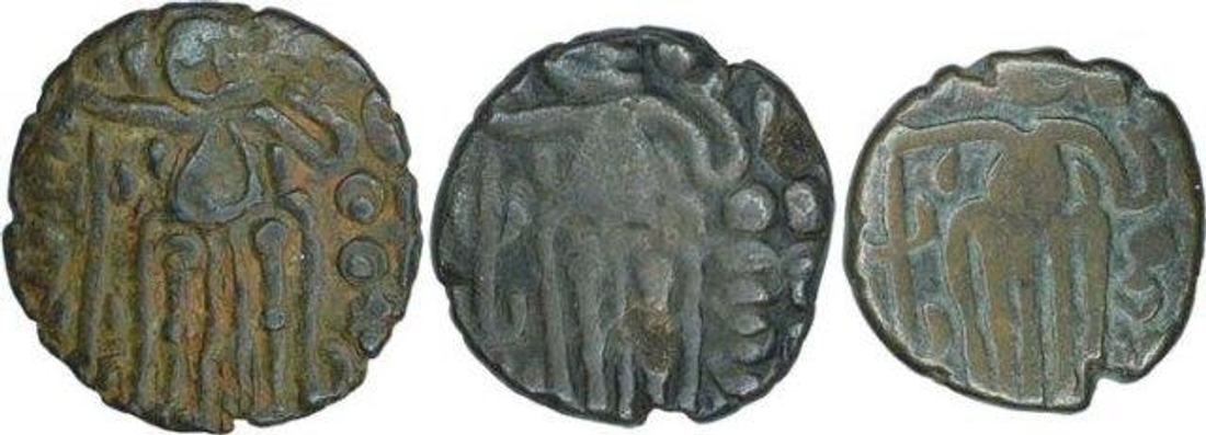 Copper Kasu Coins of Raja Raja I of Chola Empire.