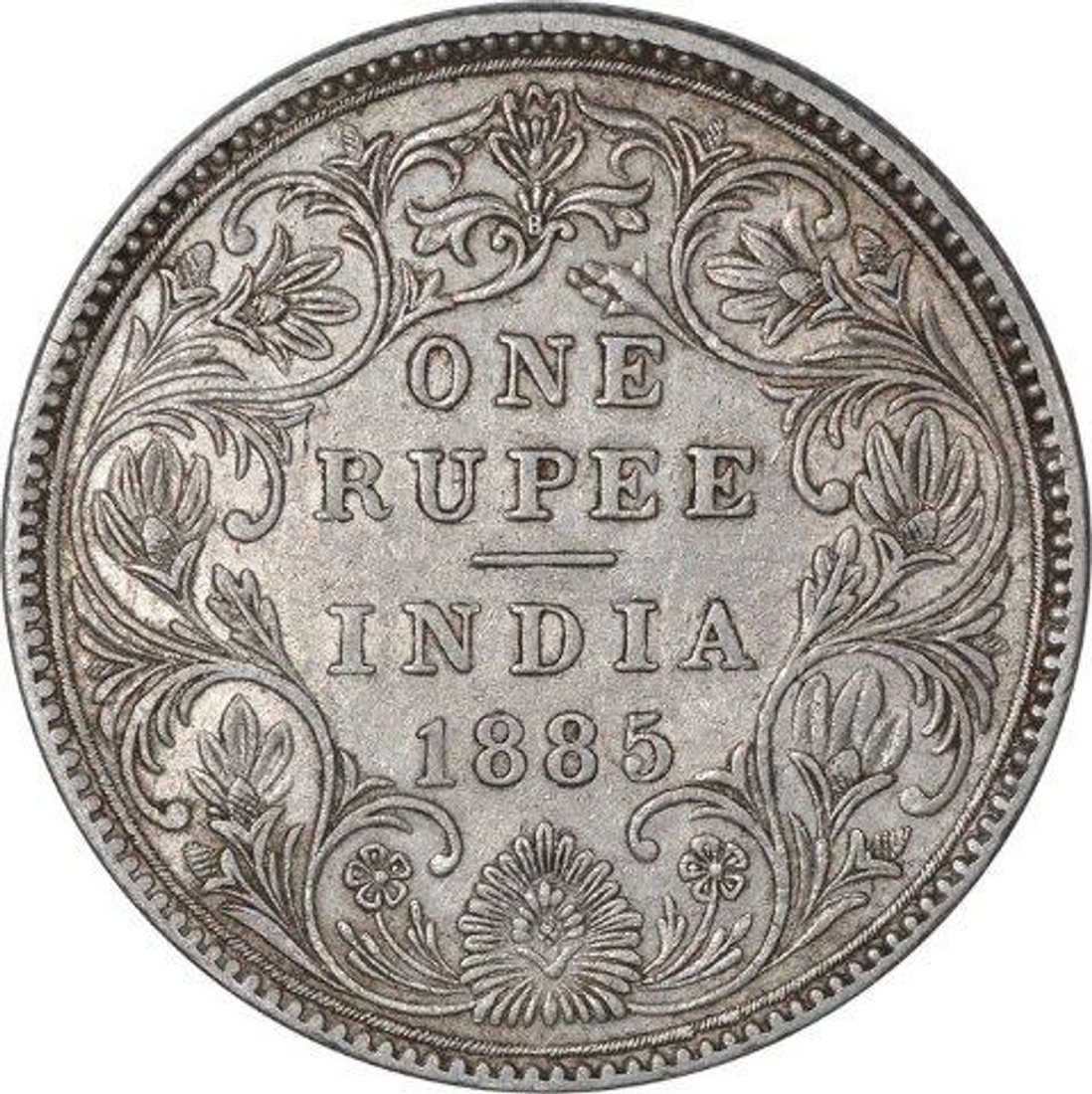 Silver One Rupee Coin of Victoria Empress of Bombay Mint of 1885.