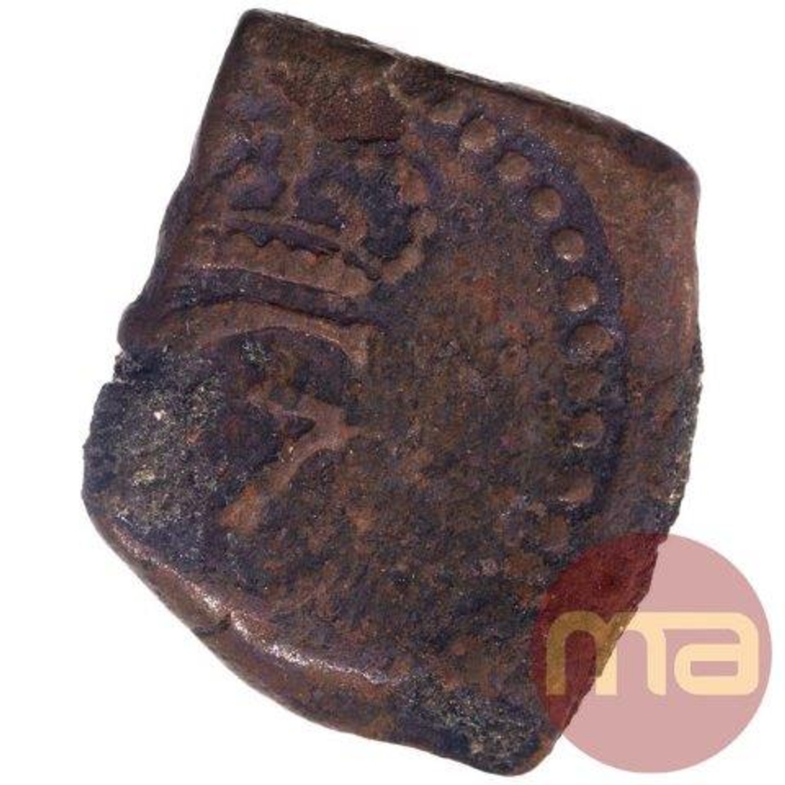 Copper Four Cash Coin of Christian VII of Indo Danish.