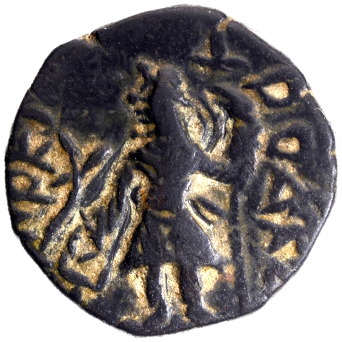 Copper Drachma coin of Kanishka I of Kushan Dynasty.