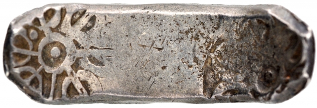 Punch Marked Silver Bentbar Coin of Gandhara Janapada