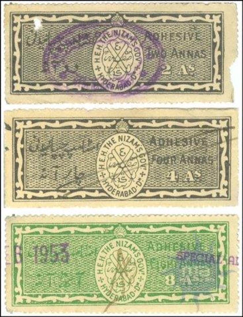 Special Adhesive Stamps of Hyderabad of 1934.