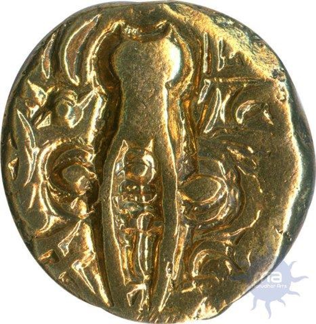Base Gold Coin of Pratapaditya of Karkotakas of Kashmir.