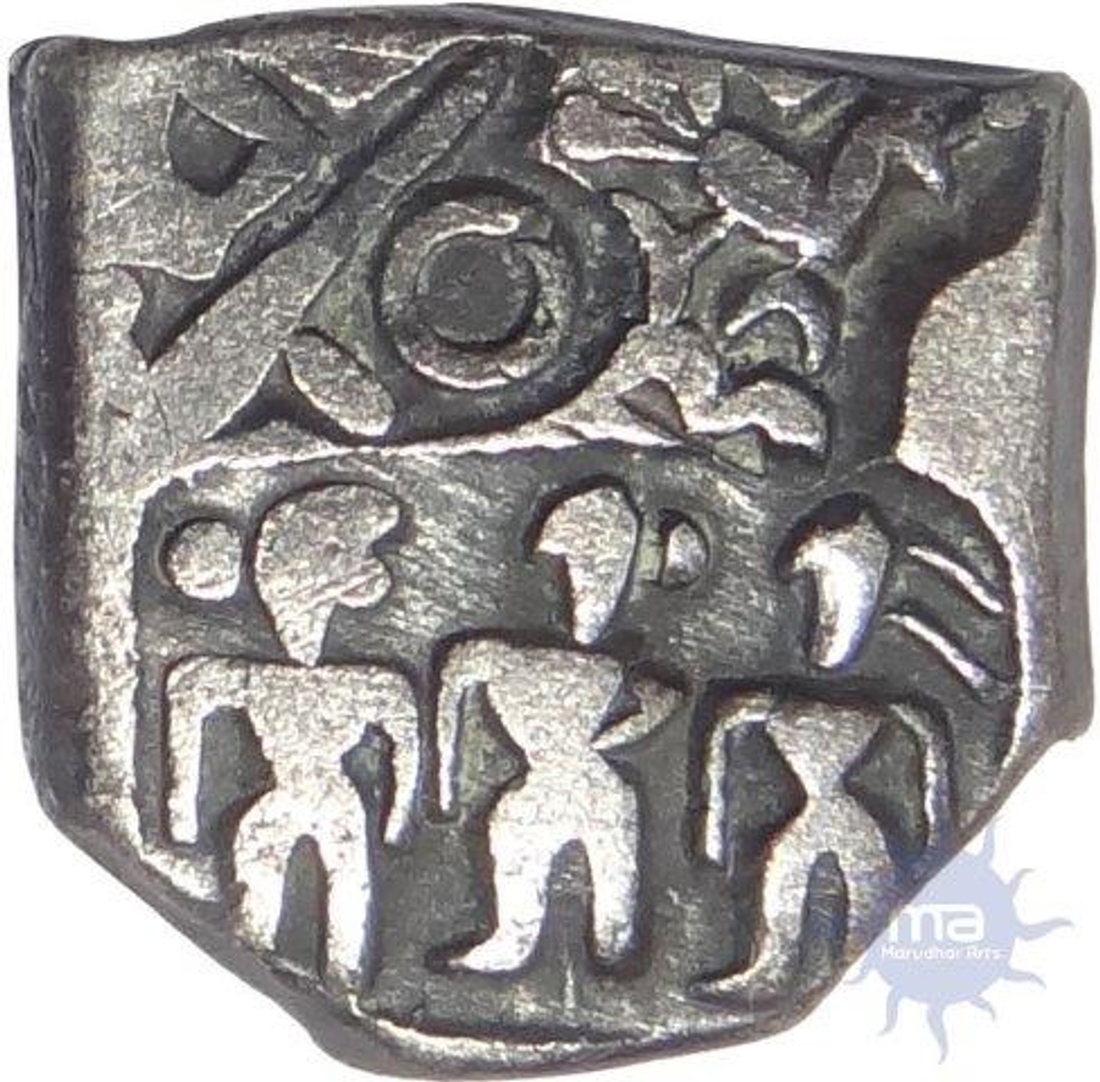 Extremely Rare Punch marked silver Karshapana coin of chandragupta maurya of of maurya dynasty.