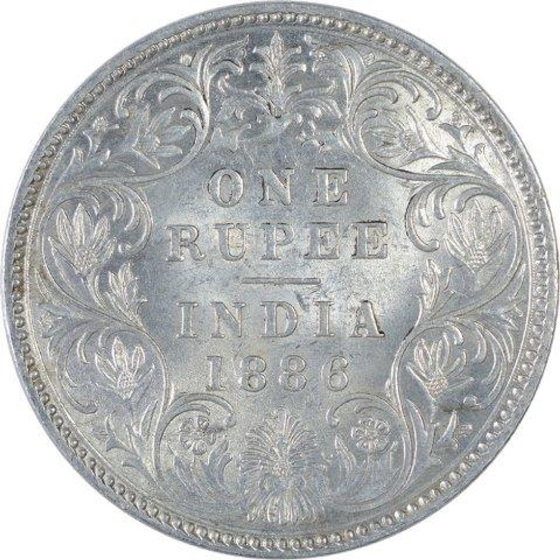 Silver One Rupee Coin of Victoria Empress of 1886.