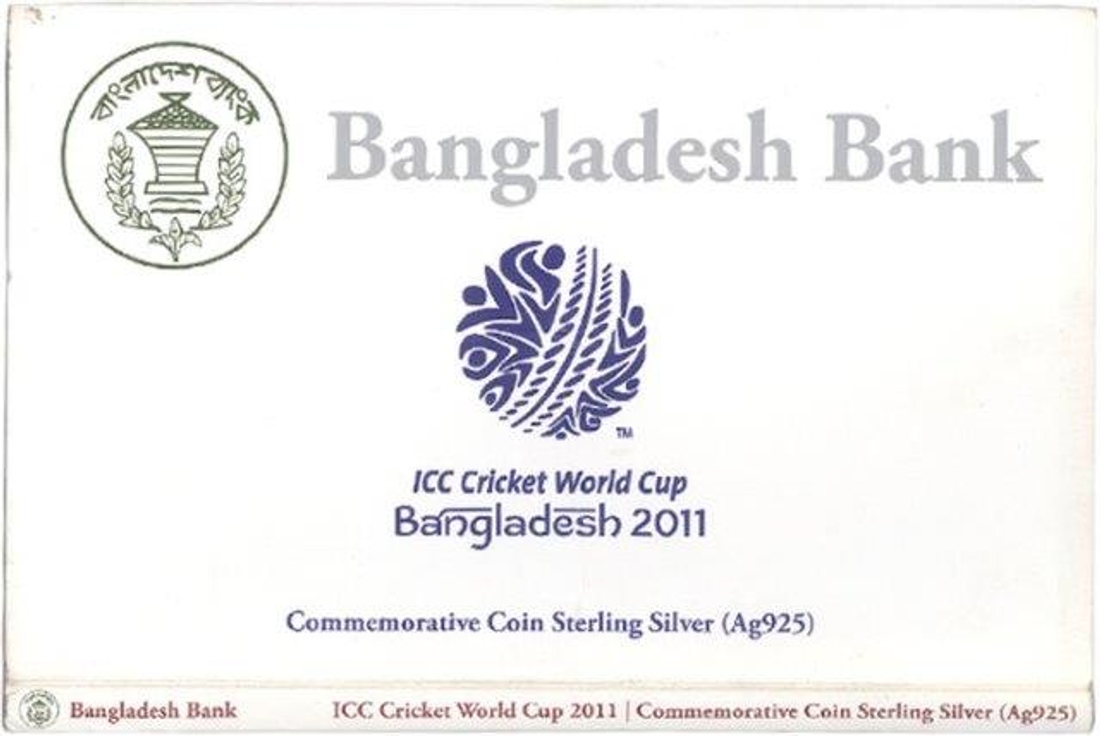 Silver Proof Set of ICC Cricket World Cup Bangladesh Bank of the year 2011.