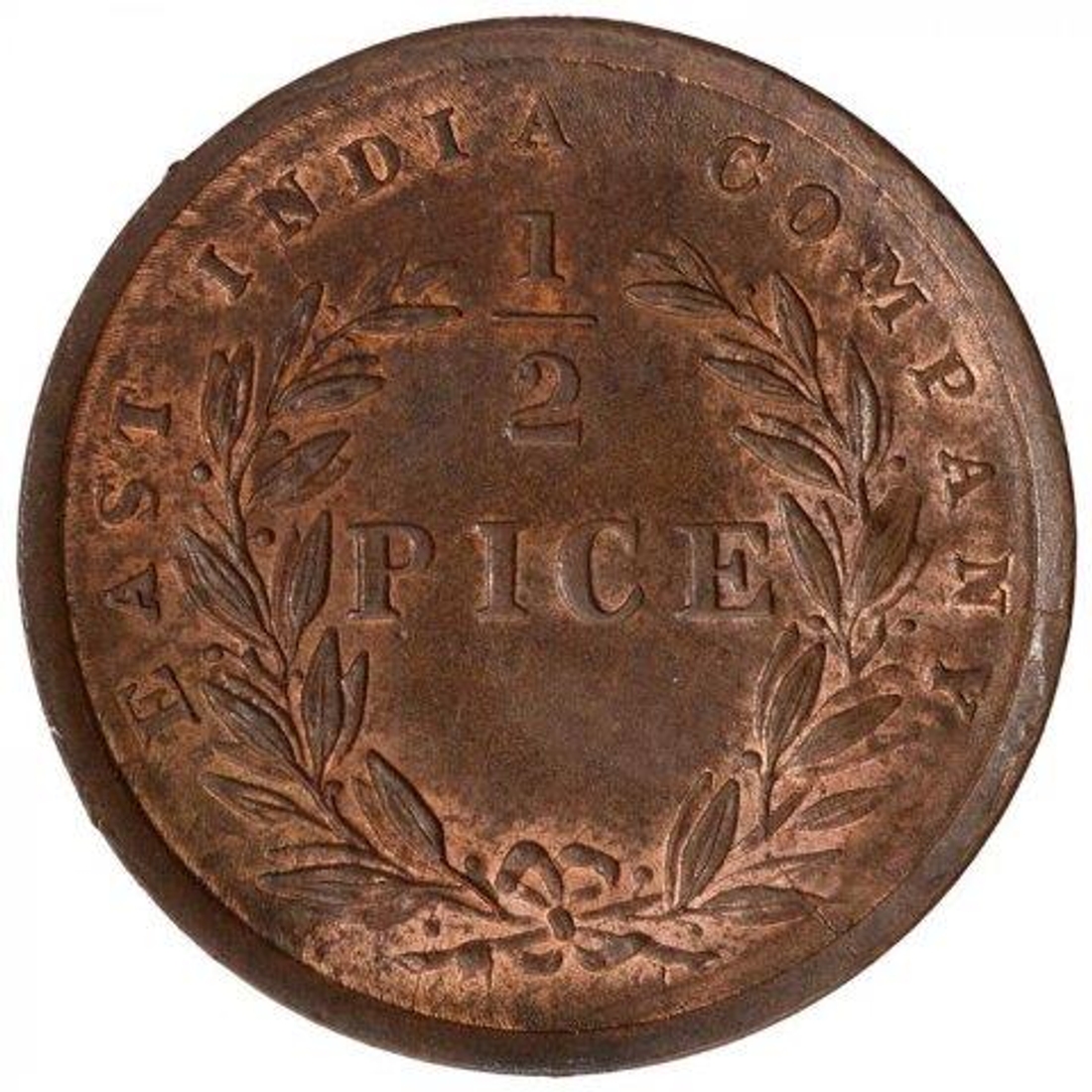 Copper Half Pice Coin of East India Company of Calcutta Mint of