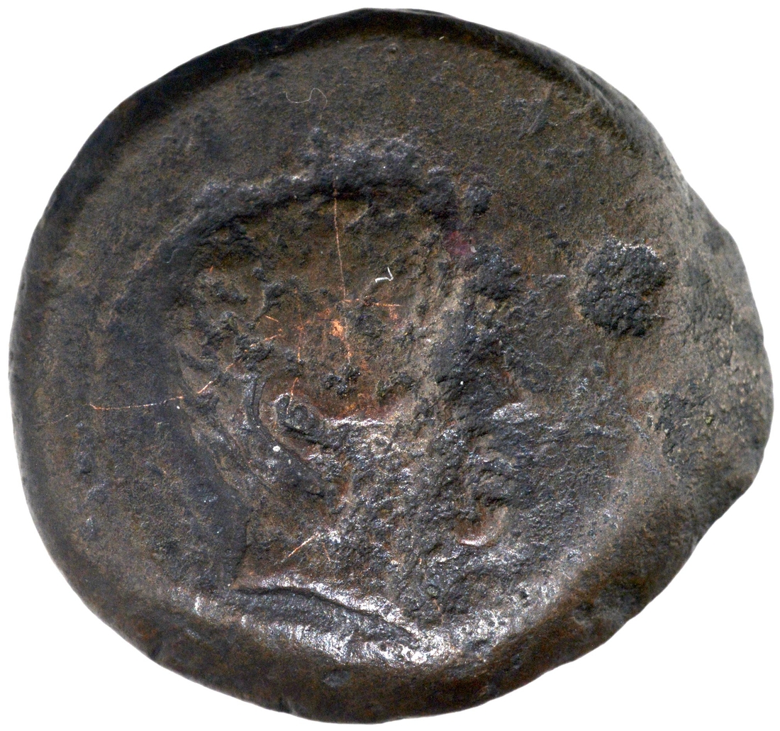 Bronze Di Chalkon Coin of Euthydemos I of Indo Greeks.
