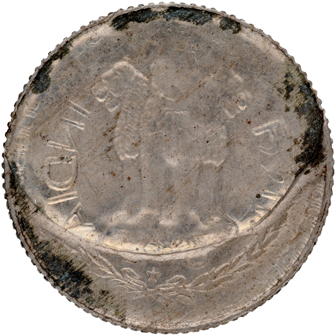  Rare & UNC Brockage Error Copper Nickel Twenty Five Paise Coin of Hyderabad Mint of Republic India. 