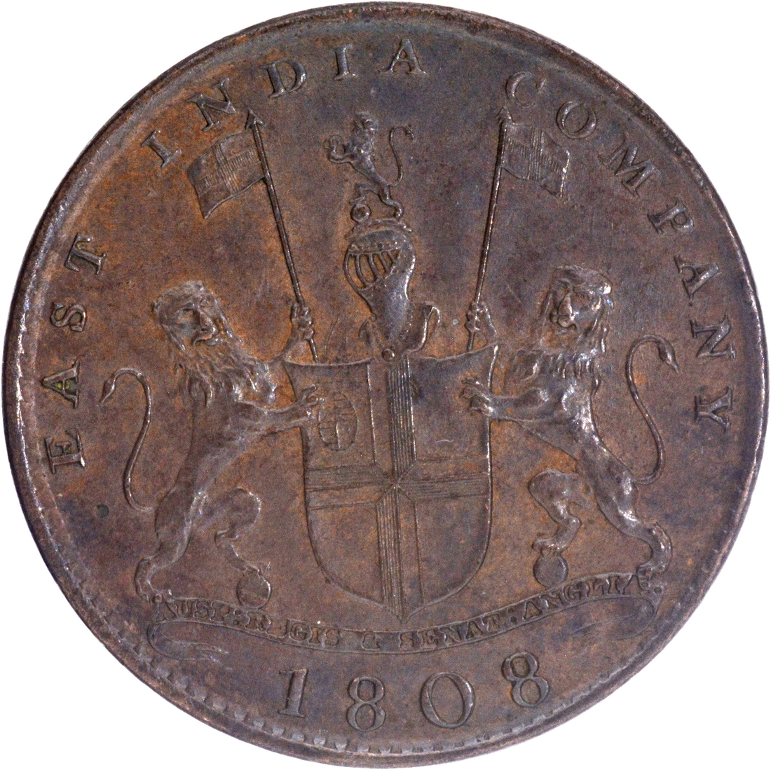 Copper Ten Cash 1808 AD Inverted die Axis on reverse Coin of