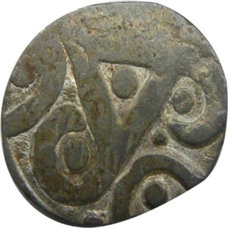 Punch Marked Silver Half Karshapana Coin of Kuru Janapada.