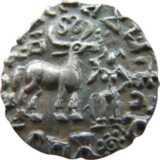 Silver Drachma Coin of Amoghbuti of Kuninda Dynasty.