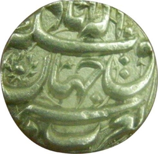 Silver Rupee Coin of Akbar of Allahabad Mint of Rebellion issue.