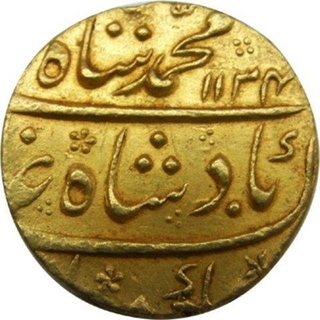 Gold Mohur Coin of Muhammad Shah of Khujista Bunyad Mint.