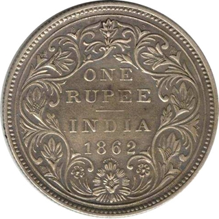 Silver Rupee Coin of Victoria Queen of 1862.