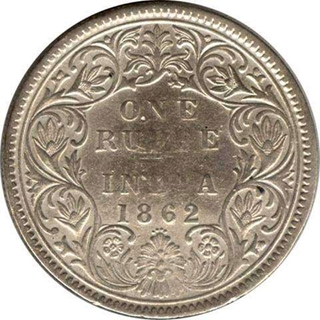 Silver Rupee Coin of Victoria Queen of 1862.