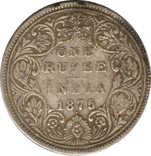 Silver Rupee Coin of Victoria Queen of 1875.