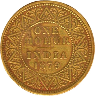 Gold Mohur Coin of Victoria Empress of 1879.