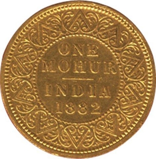 Gold Mohur Coin of Victoria Empress of 1882.