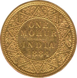 Gold Mohur Coin of Victoria Empress of 1884.