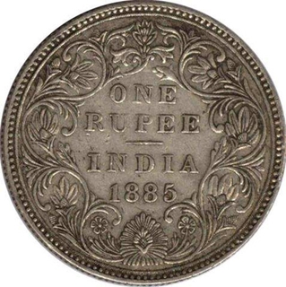 Silver Rupee Coin of Victoria Empress of 1885.