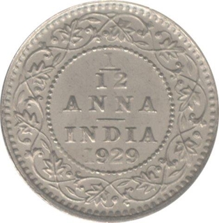 White Metal One Twelfth Anna OMS Coin of King George V of 1929.