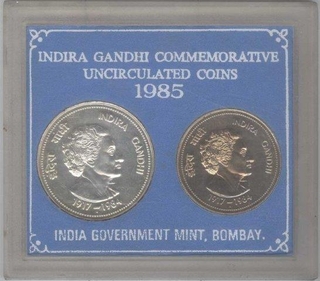 UNC Set of Indira Gandhi of 1985 of Republic India.