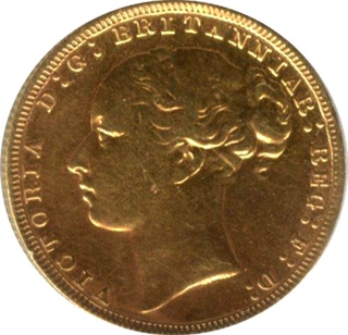 Gold Sovereign Coin of Victoria Queen of United Kingdom.