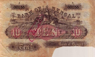 Ten Rupees Bank Note of Bank of Bengal.