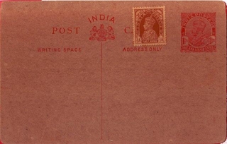 Post Card of One Anna and Half Anna of King George V of 1922.