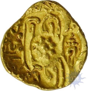 Bhillam Dev V (AD 1173-1192), Gold Padma Tanka, Chalukyas type, Obv: Punch Marks including one with "Nagari legend" in two line “bhillama deva”,  About Very Fine, Rare.