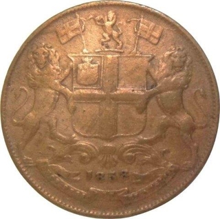 Copper Quarter Anna of East India Company of England Mint of the year 1858.