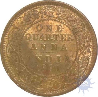 1891, Queen Victoria, 1/4 Anna. 