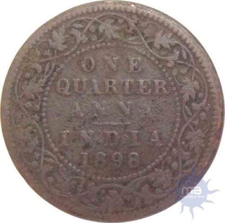 1898, Queen Victoria, Copper 1/4 Anna.