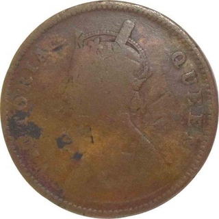 Copper half anna of victoria queen of calcutta mint.