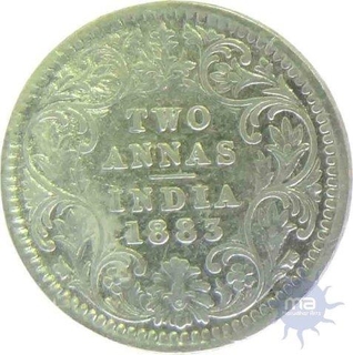 1883, Queen Victoria, Silver, 2 Anna.