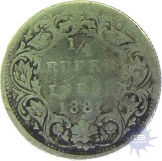 1883, Queen Victoria, Silver 1/4 Rupee.