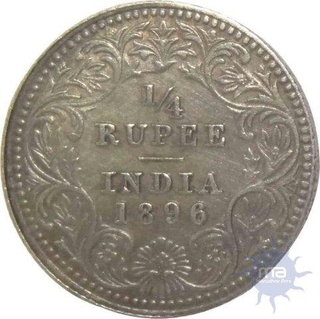 1896, Queen Victoria, Silver 1/4 Rupee.