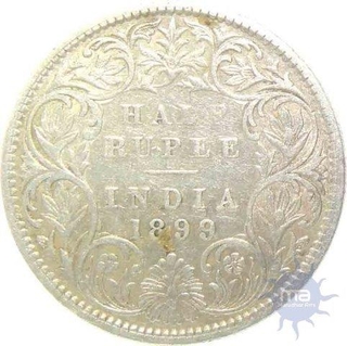 1899, Queen Victoria, 1/2 Rupee.