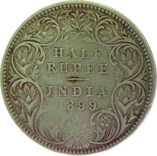 1899, Victoria Empress, Silver 1/2 Rupee.