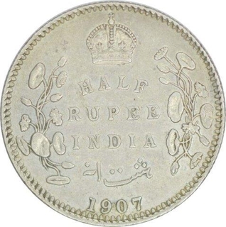 Silver Half Rupee of King Edward VII of Cacutta Mint of 1907.l