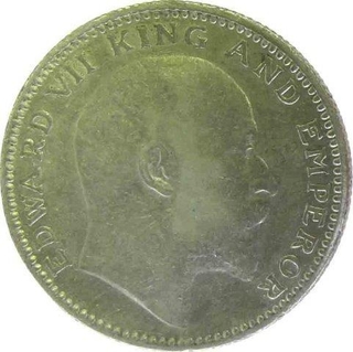 1910, King Edward VII, Silver 1/2 Rupee.

