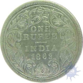 1862, Bombay Mint, Silver Rupee, Bombay Mint, A/II, (PR#54), About Very Fine.