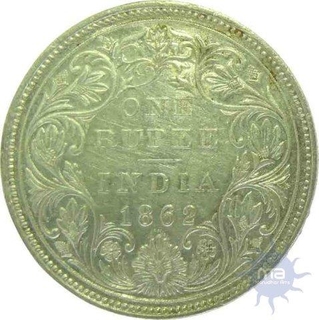 1862, Queen Victoria, Silver Rupee,Bombay Mint, A/II, 0/10, (PR#93), About AUNC.