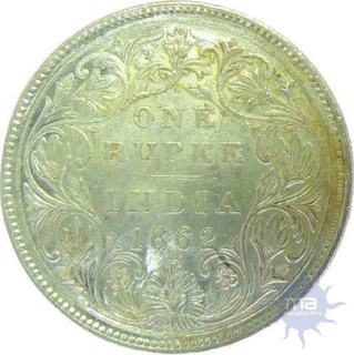 1862, Queen Victoria, Silver One Rupee, Bombay Mint, A/II, 1/2, (PR#103), About UNC.