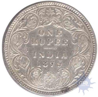 1879, Victoria Empress, Silver  Rupee, A3 / I / Dot, Bombay Mint (PR # 154), About UNC.